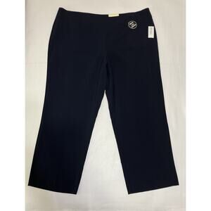 Womens Dressbarn Plus Size Dress Pants Trouser Leg Short Length Navy Blue 22W